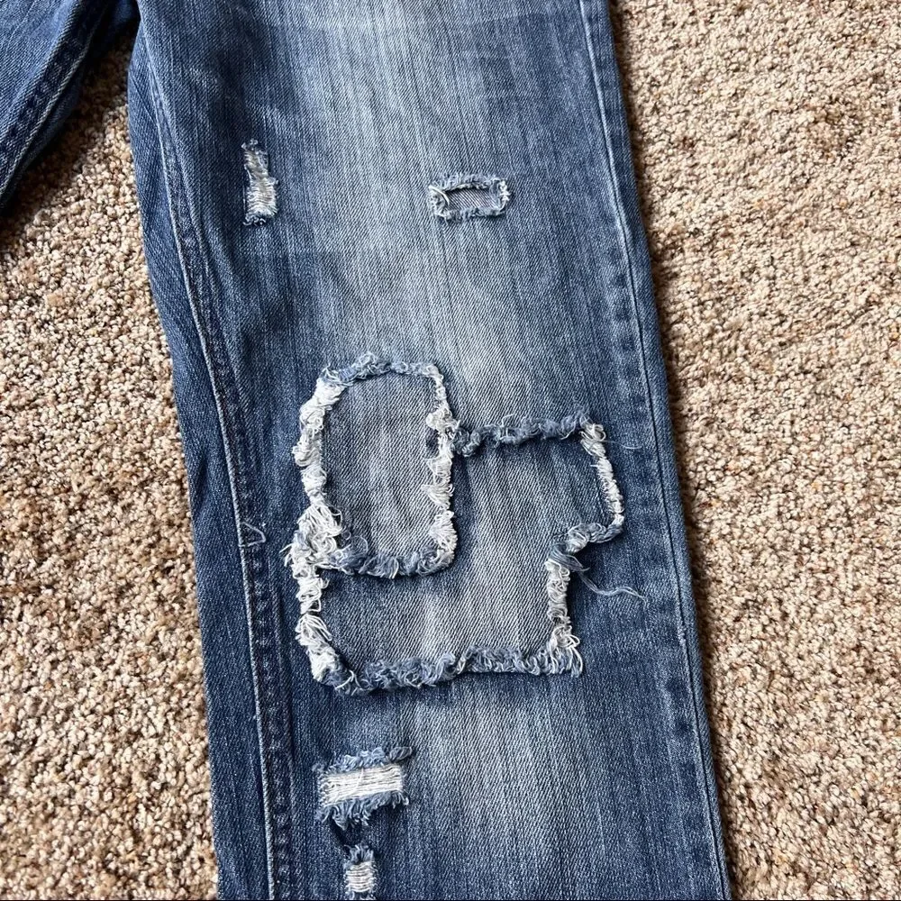CJ‎ Black Men’s Ripped/Patched Low Rise Slim Straight Jeans Size 32/32